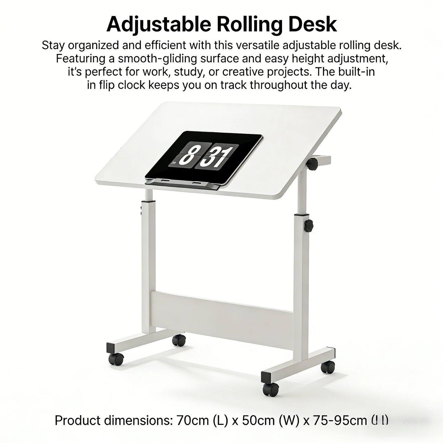 Height Adjustable Standing Desk Ergonomic Table with Wheels