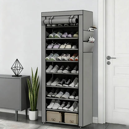 5/8/10 layer shoe cabinet storage rack with non-woven fabric cover can store 27-35 pair
