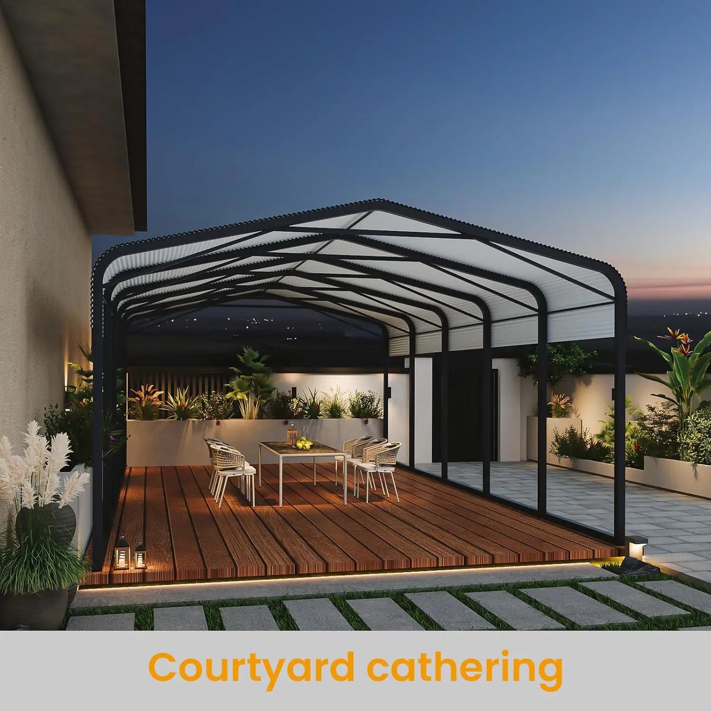 15x25 FT Heavy Duty Metal Carport with Galvanized Steel Roof