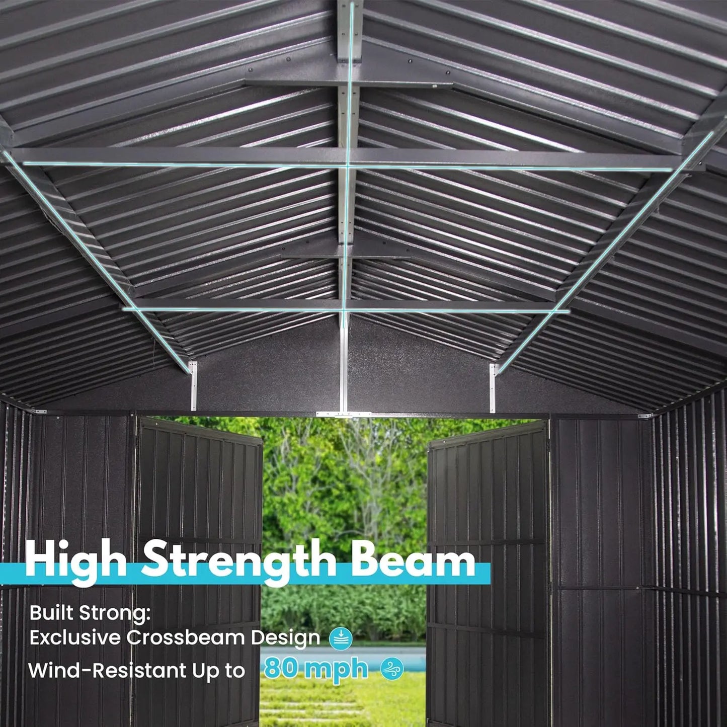 12x20ft Metal Garage / Carport with Lockable Double Side Doors and Storage