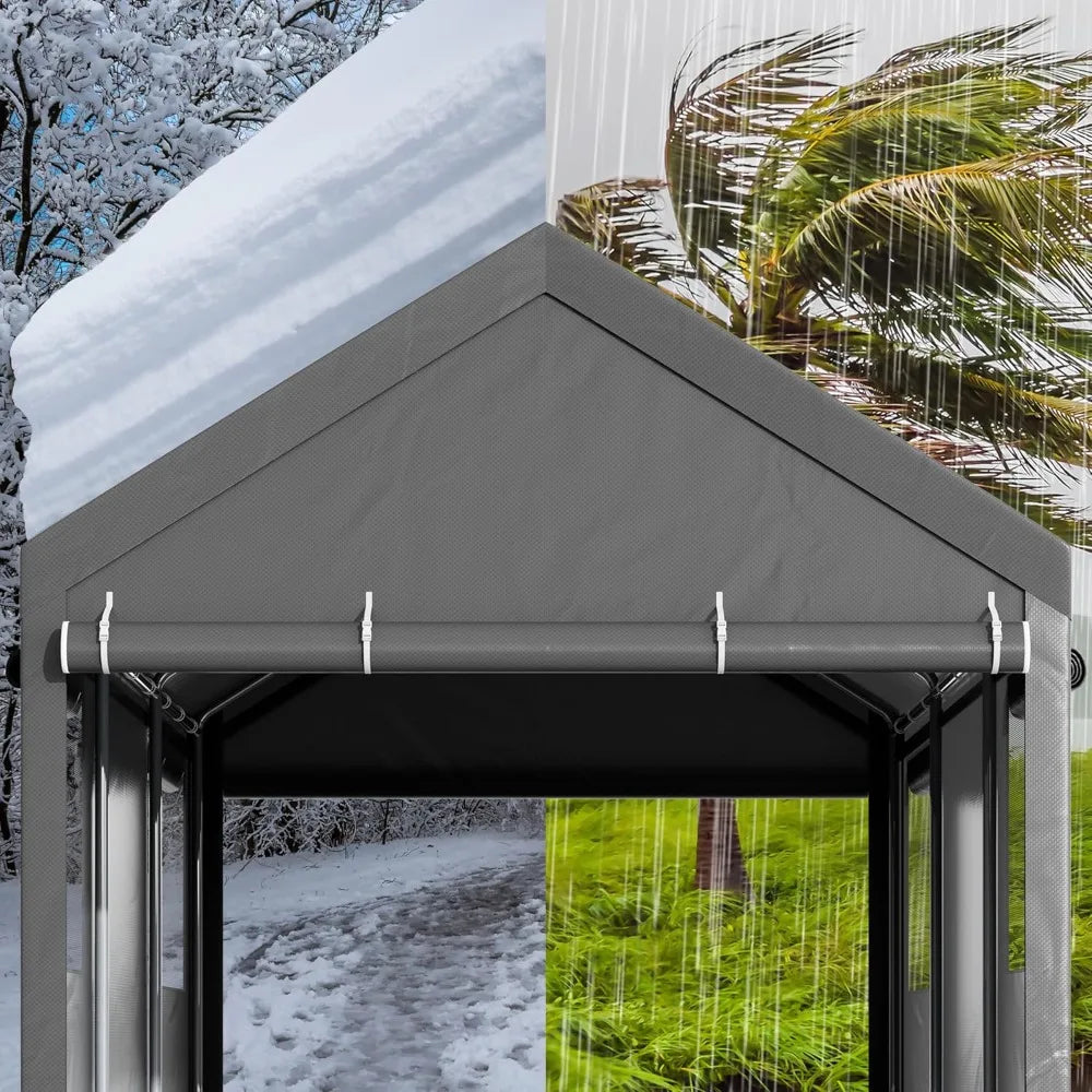 12x20 ft Heavy Duty Portable Garage with Roll-up Windows