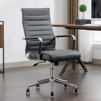 Leather Office Desk / Conference Room Chairs with Wheels, Executive Modern High Back