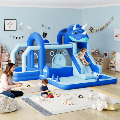 Large Inflatable Dinosaur Bounce House with Slide & Water Features