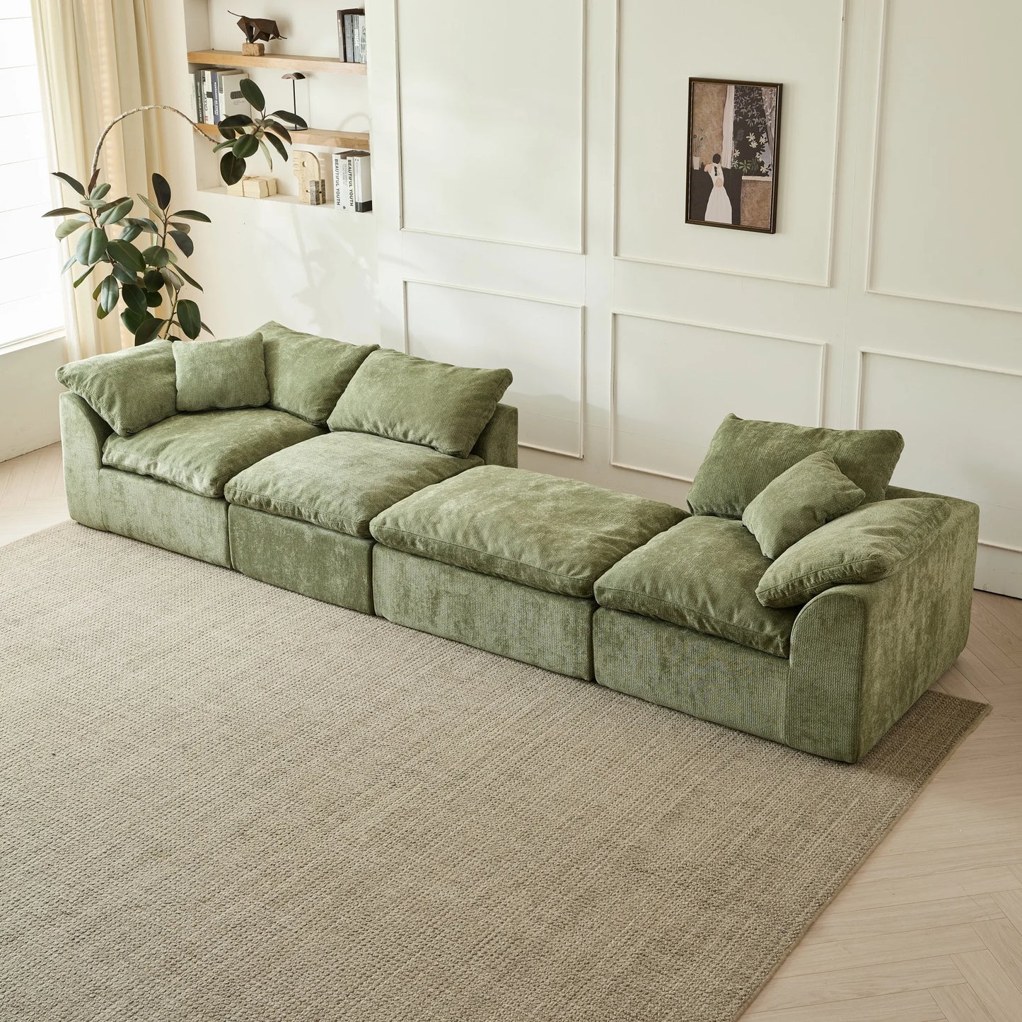 109" L-Shaped Modular Sectional with Ottoman.