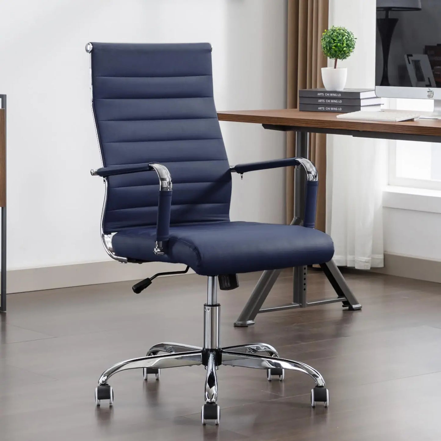 Leather Office Desk / Conference Room Chairs with Wheels, Executive Modern High Back