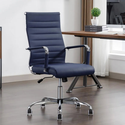 Leather Office Desk / Conference Room Chairs with Wheels, Executive Modern High Back