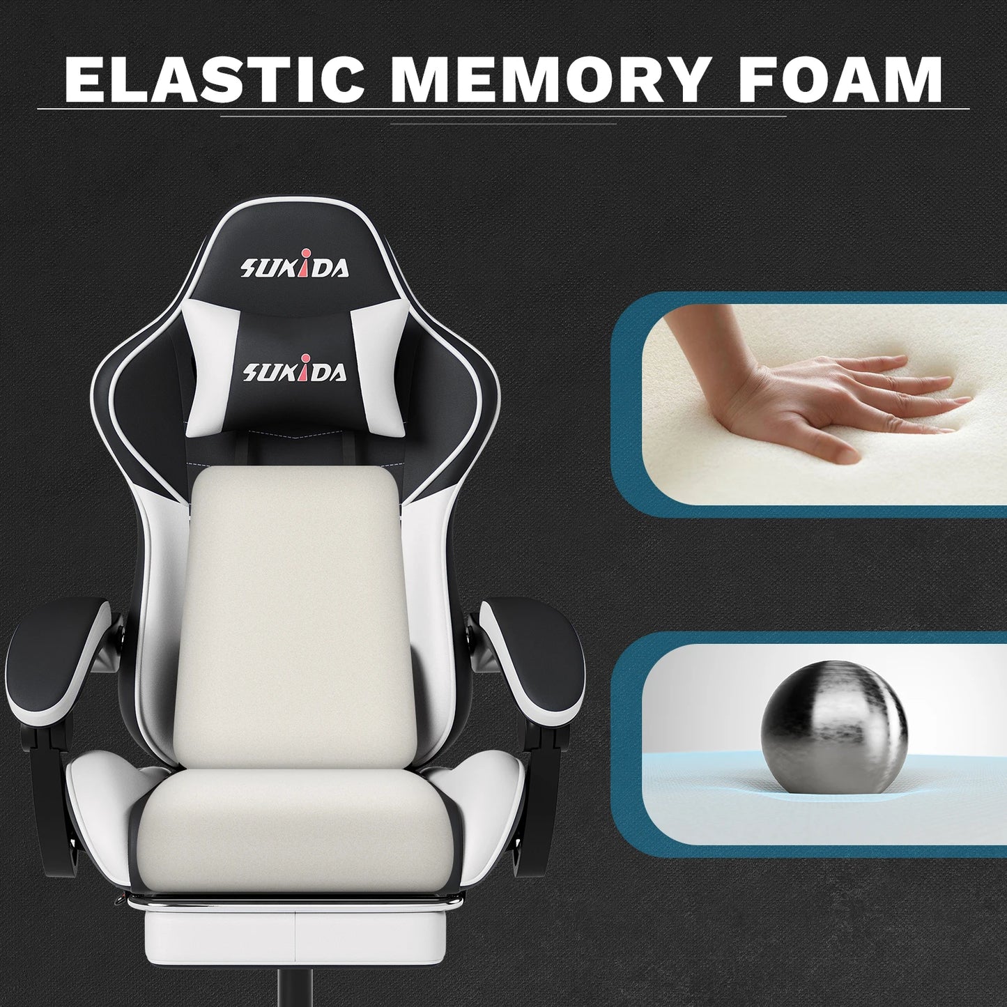 Ergonomic Gaming Chairs with Massage Lumbar Support Swivel Height Adjustable Headrest Backrest