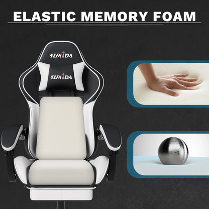 Ergonomic Gaming Chairs with Massage Lumbar Support Swivel Height Adjustable Headrest Backrest