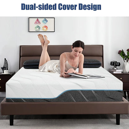 King/Queen/Full Size Mattress, 8/10 Inch Medium Firm - Extra Firm Dual Sides, Flappable Mattress for Back Pain Relief