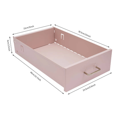 Pink Metal 3-Drawer Lockable Wheeled File Cabinet