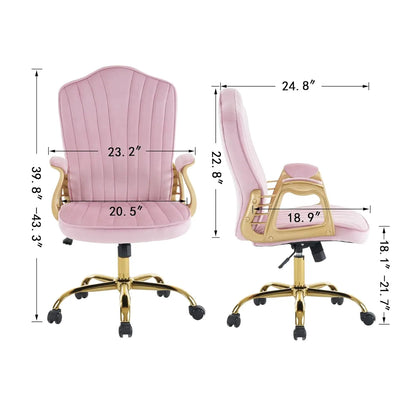 Pink Rolling Home Office Chair with Arm Rest