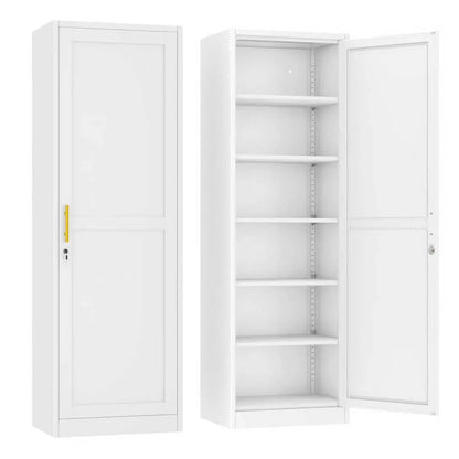 Black Single Door Locking Metal Cabinet 67"H 20"W