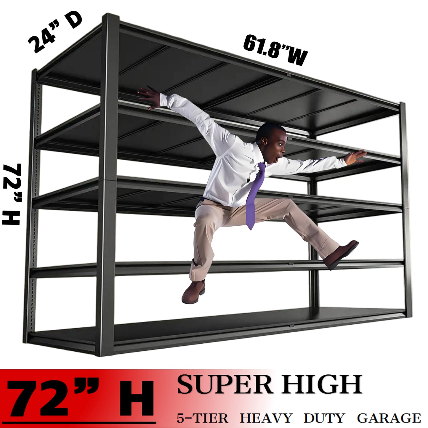 Heavy-Duty Garage Rack, 3500-Pound Capacity, Five-Tier Shelving.