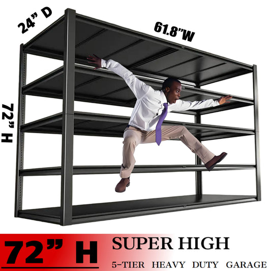 Heavy-Duty Garage Rack, 3500-Pound Capacity, Five-Tier Shelving.