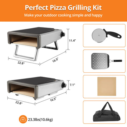 Gas Powered 12" Outdoor Pizza Oven with Accessories
