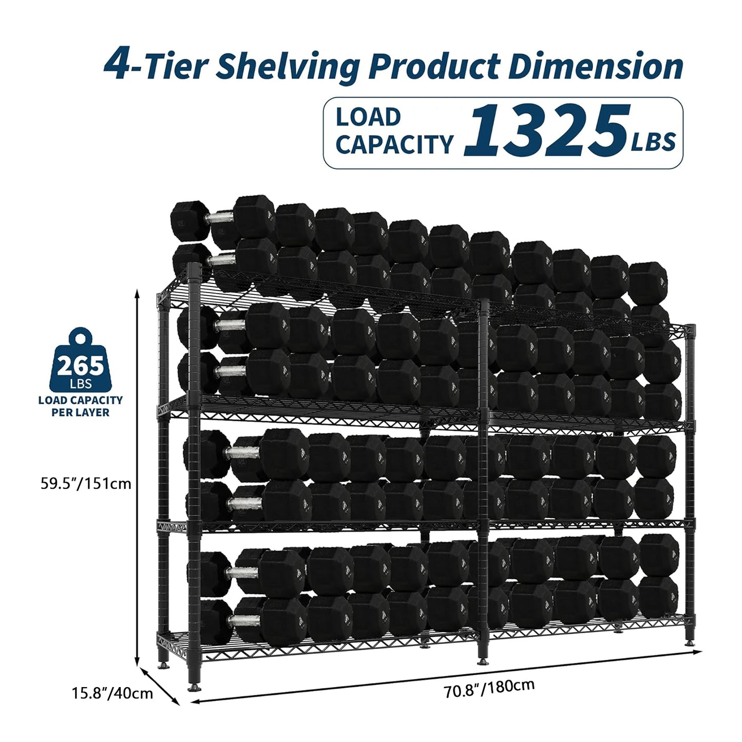 Heavy Duty Adjustable Metal Storage Shelves 5 Tier Organization.