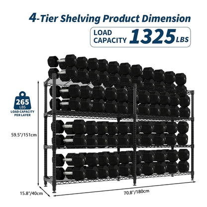 Heavy Duty Adjustable Metal Storage Shelves 5 Tier Organization.