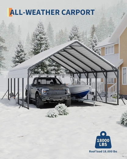 20'x25'x13' Heavy Duty Metal Carport for 2 Cars with Reinforced Frame