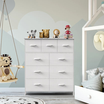 9 Drawer Dresser. comes in White, Brown, Grey, and Black