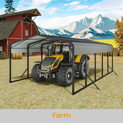 15x25 FT Heavy Duty Metal Carport with Galvanized Steel Roof