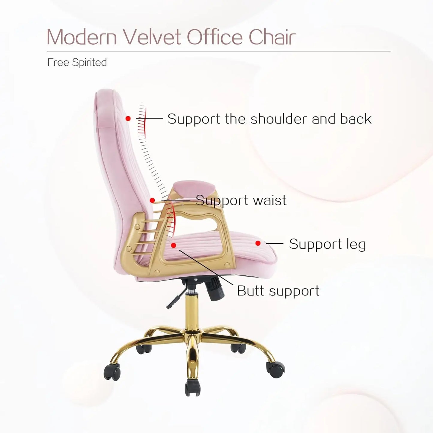 Pink Rolling Home Office Chair with Arm Rest