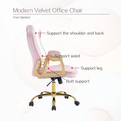 Pink Rolling Home Office Chair with Arm Rest