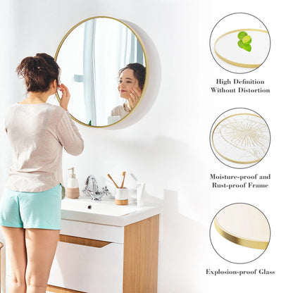 30 Inch Large Gold Framed Round Vanity Mirror