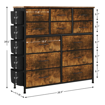 12 Drawers Tall Dresser, Chest of Drawers Storage Organizer