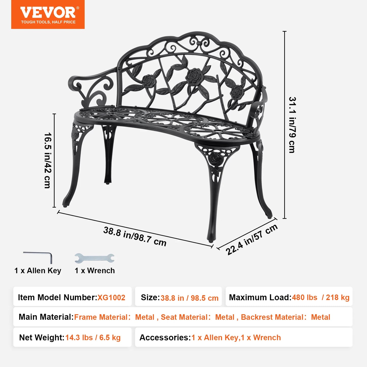 Metal Outdoor Park / Garden Bench
