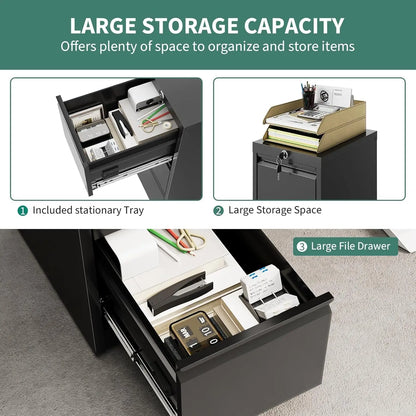 3 Drawer Metal Lateral File Cabinet with Lock & Keys