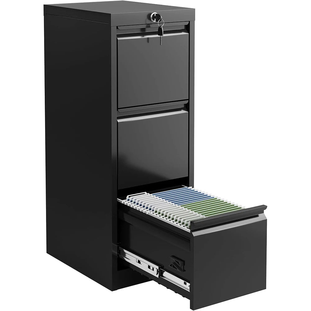 3 Drawer Metal Lateral File Cabinet with Lock & Keys