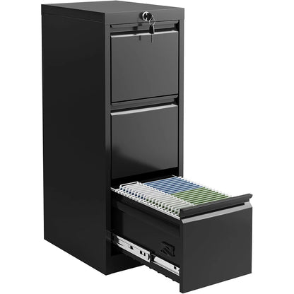 3 Drawer Metal Lateral File Cabinet with Lock & Keys