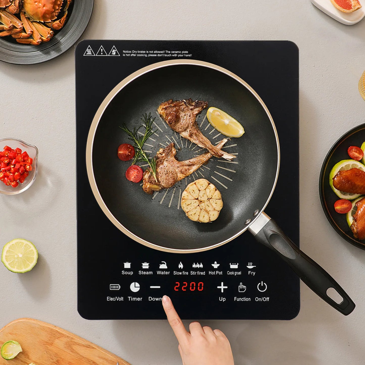 110V 750W Electric Induction Cooktop 8 Power Levels
