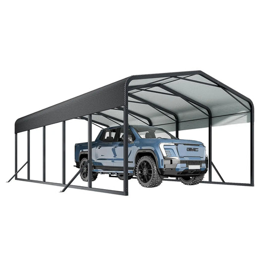 15x25 FT Heavy Duty Metal Carport with Galvanized Steel Roof