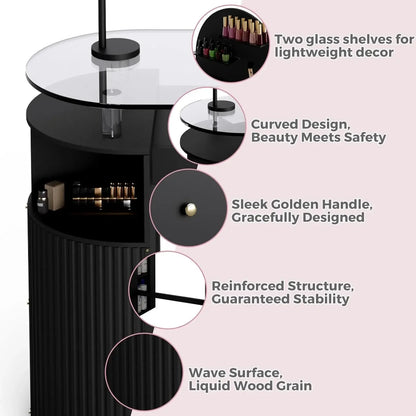 Professional Nail Tech Desk with Tempered Glass Top
