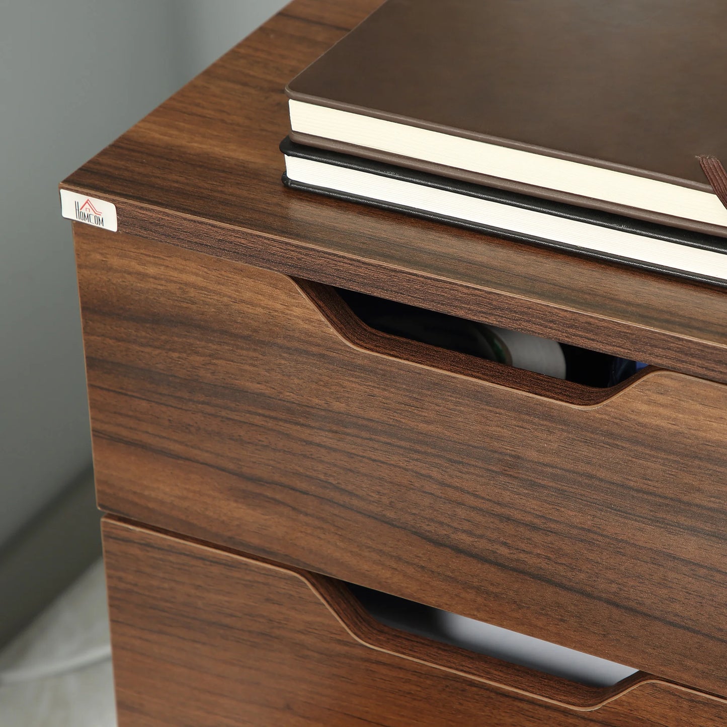 Modern, under Desk Cabinet with 3 Drawers, Brown Wood