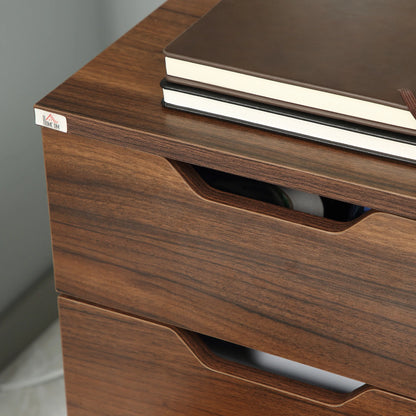Modern, under Desk Cabinet with 3 Drawers, Brown Wood