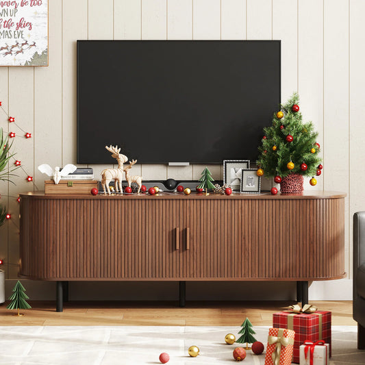 69" TV Stand Entertainment Center with Adjustable Shelves & Drawer, Power outlet