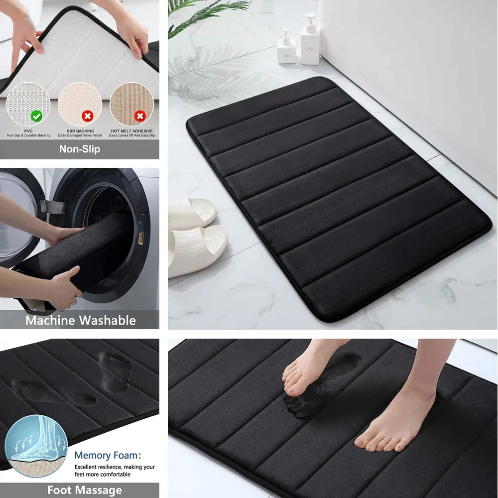 Super Absorbent Bathmat Memory Foam Carpet Non-Slip Bathroom Rug