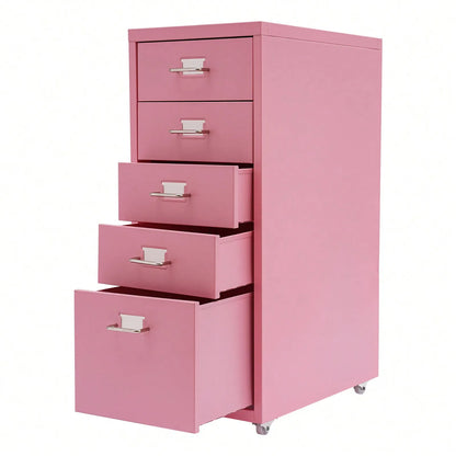 Metal 5-Drawer Storage Cabinet with Wheels
