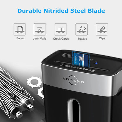 BONSEN 10-Sheet Cross-Cut Home Office Shredder P-4 Security suit for Credit Card, 4-Gal Bin