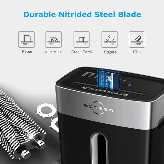 BONSEN 10-Sheet Cross-Cut Home Office Shredder P-4 Security suit for Credit Card, 4-Gal Bin