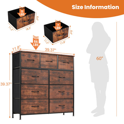 9 Drawer Dresser. comes in White, Brown, Grey, and Black