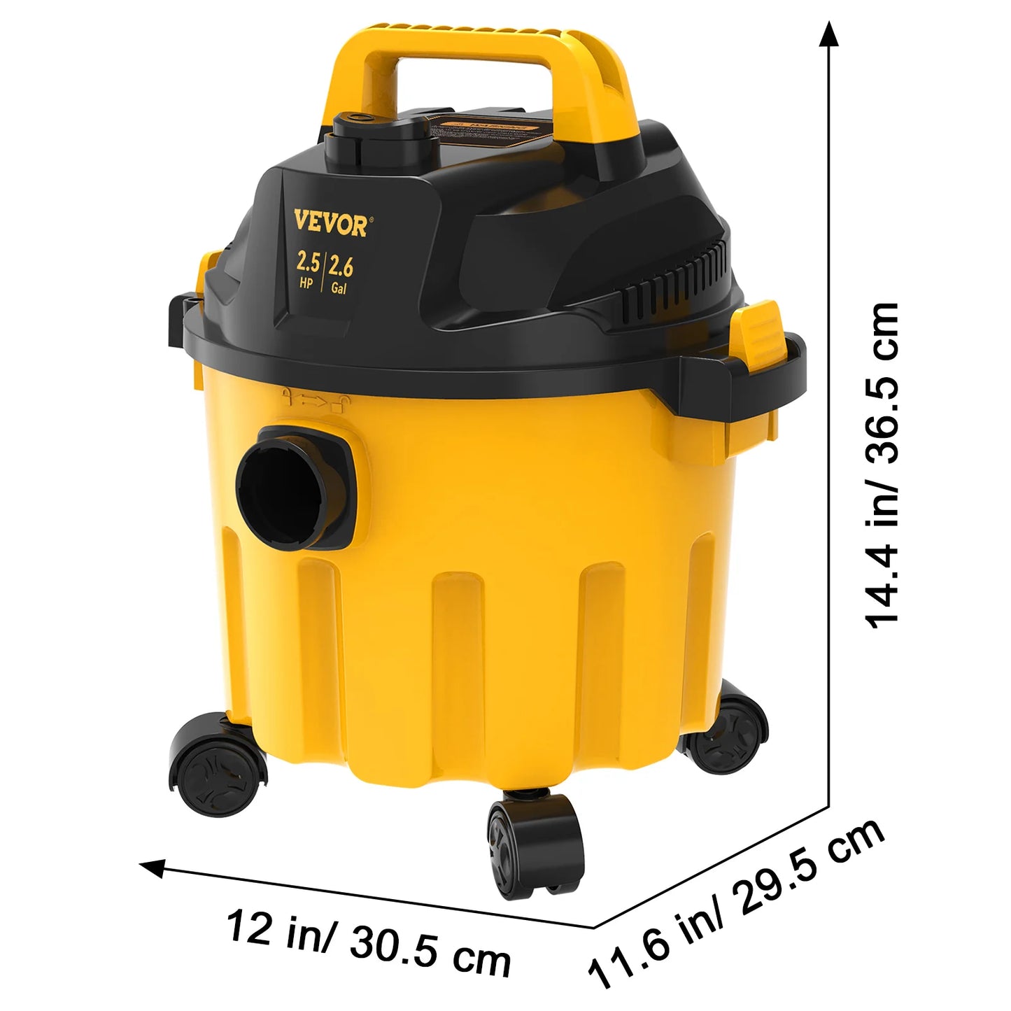 3 in 1 Wet Dry Portable Shop Vacuum with Blowing Function Vac 2.6 Gallon 2.5 Peak HP