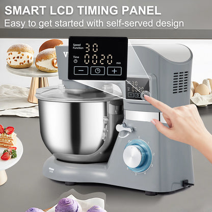 Electric Stand Mixer with 6 Speeds LCD Screen 5.8 Qt Stainless Steel Bowl