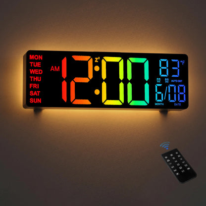 10.5" LED Digital Wall Clock and Temperature Display and Remote