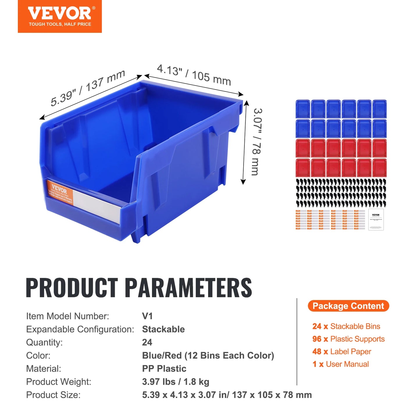 24pcs Stackable Organizer Storage Container Bin 5x4*3 inch
