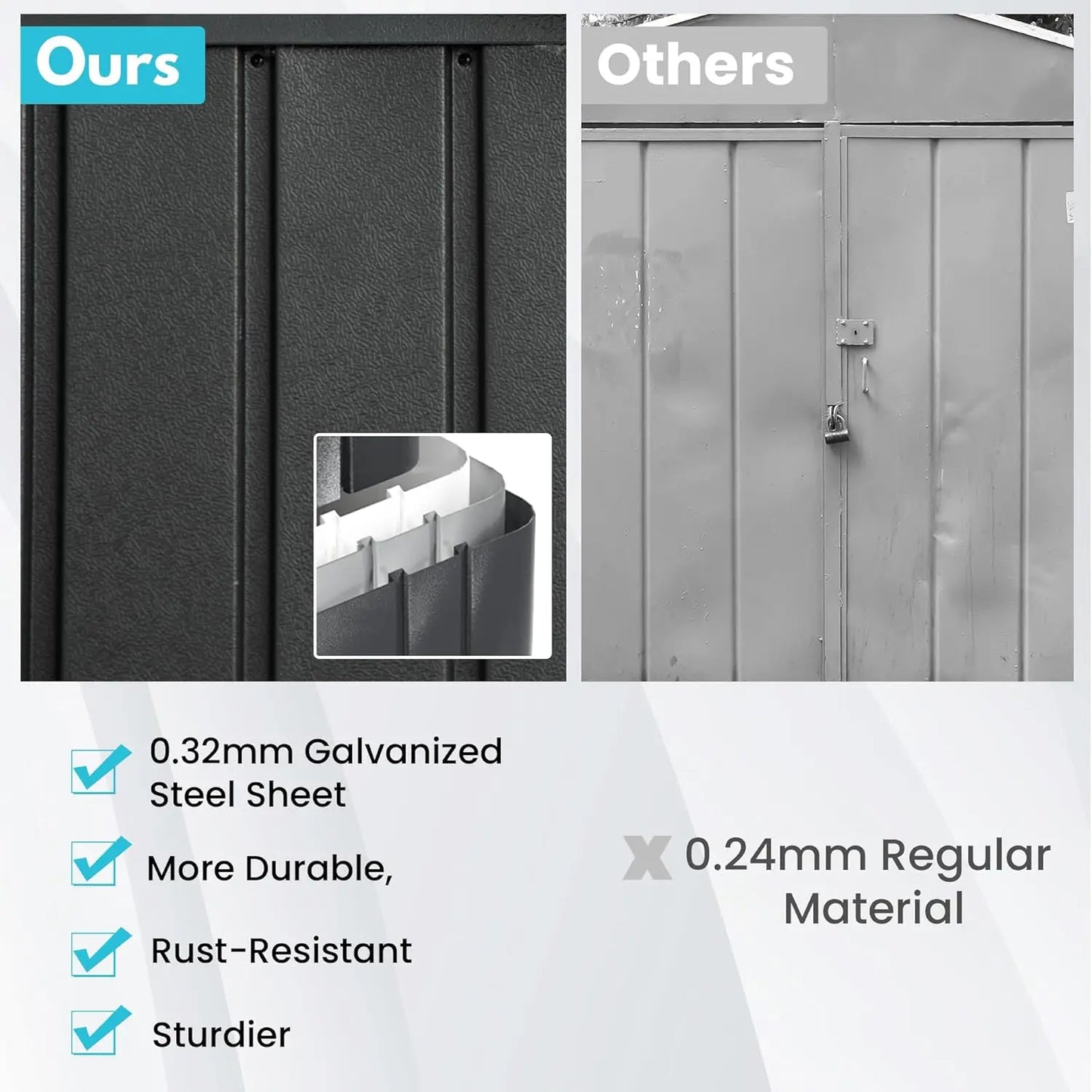 12x20ft Metal Garage / Carport with Lockable Double Side Doors and Storage