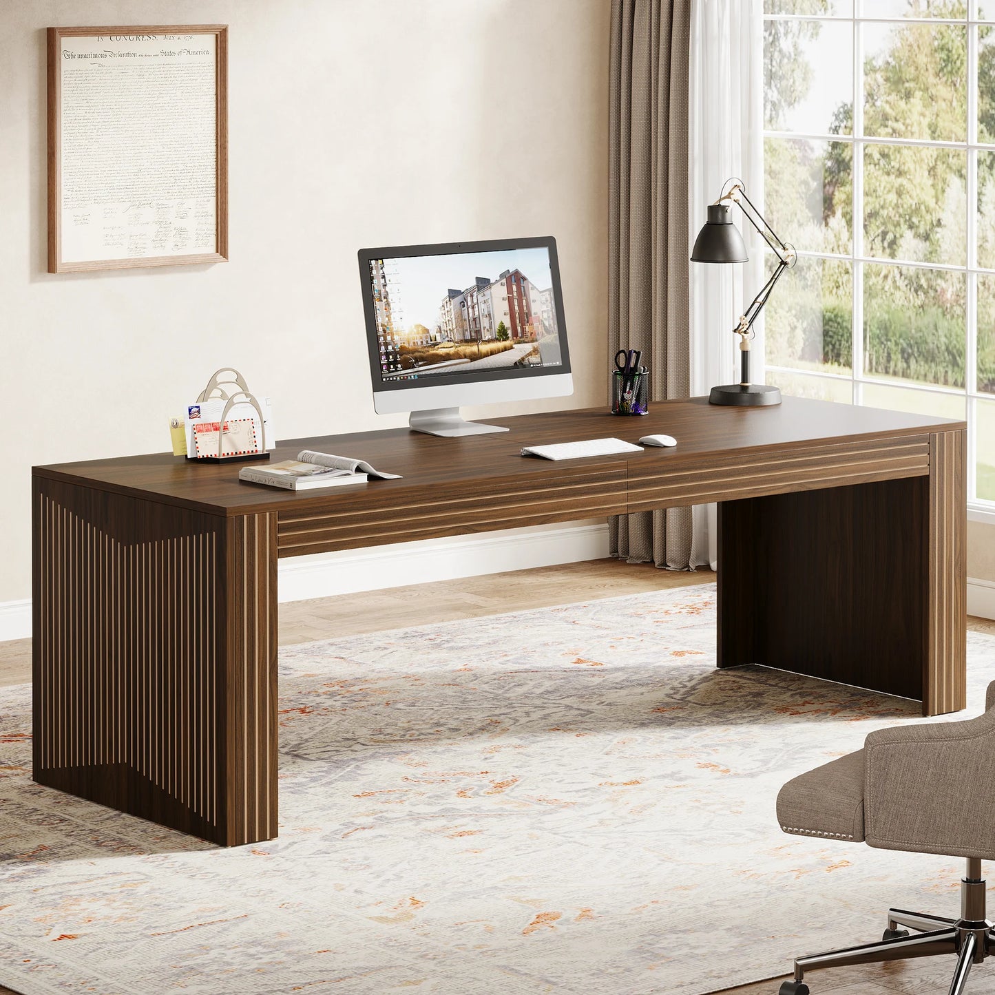 79-Inch Extra Long Desk, Two Person Double Desk