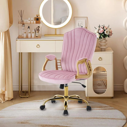 Pink Rolling Home Office Chair with Arm Rest